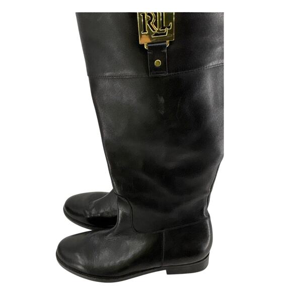 Ralph Lauren Black Leather Riding Boots 9B - Picture 1 of 6
